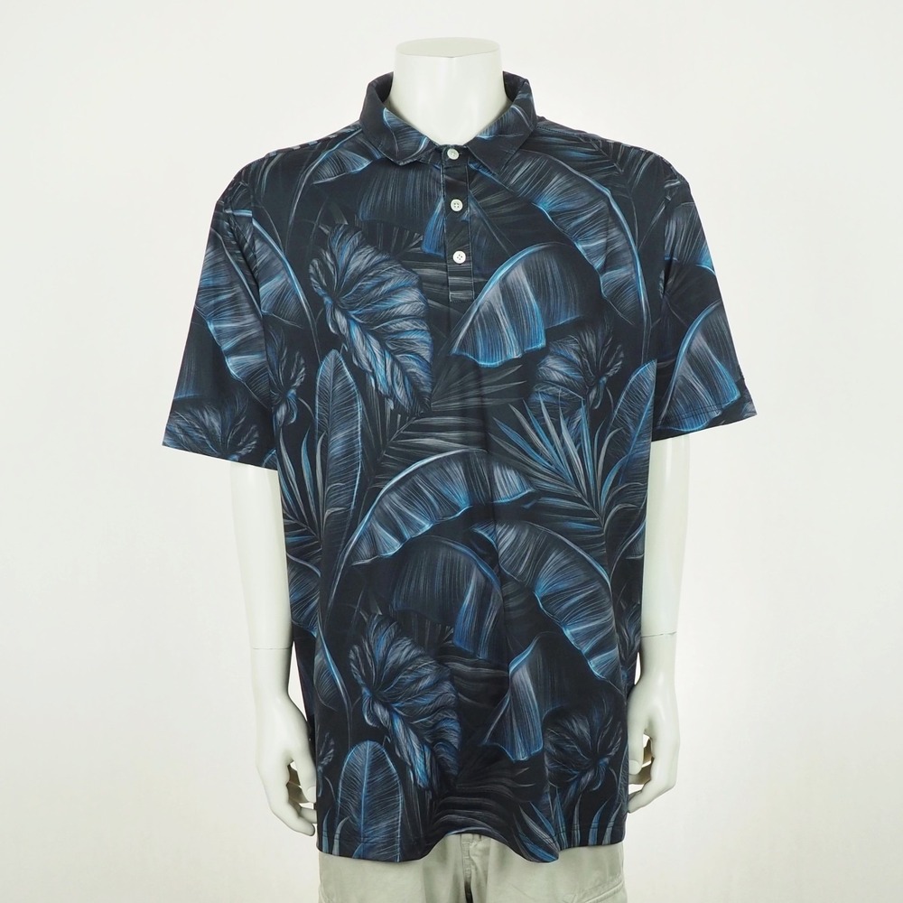 Sunday Swagger Golf Polo Shirt Mens 3XL XXXL Black Floral AOP Hawaiian Tropical